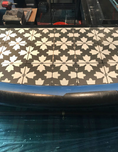 closeup of tile in bar