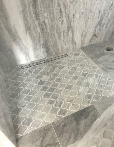 grey shower tile