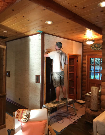 installation inside log cabin kitchen
