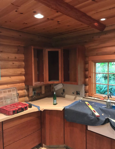 log cabin kitchen corner cabinets