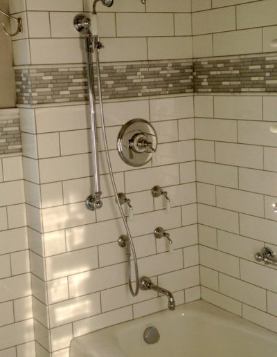 beautiful modern white tile shower