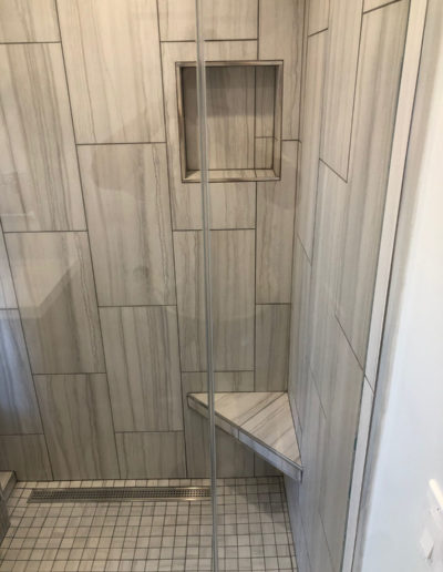 looking into new shower with tile
