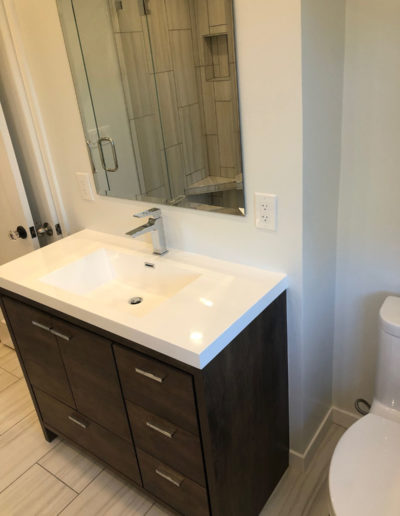 New vanity sink installed during bathroom remodel
